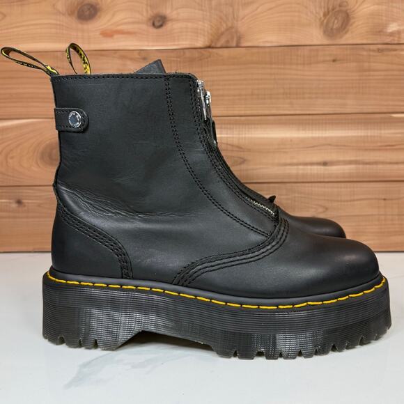 Dr. Martens Black Ankle Boots with Yellow Stitching - Picture 11 of 15